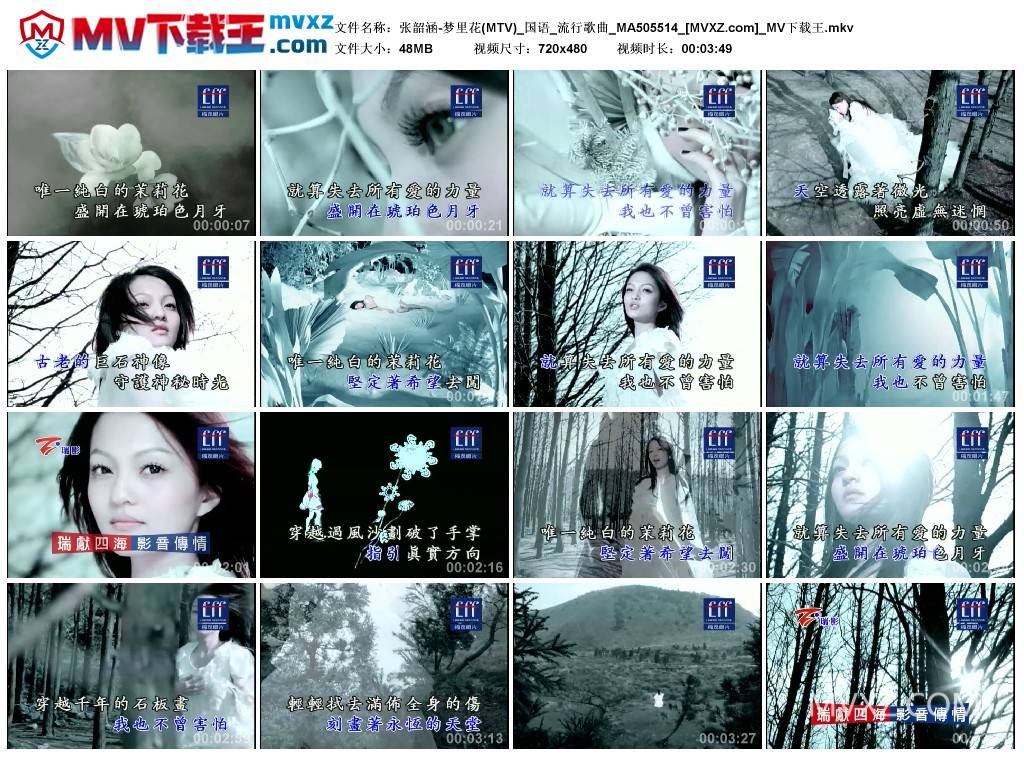 张韶涵-梦里花(MTV)_国语_流行歌曲_MA505514